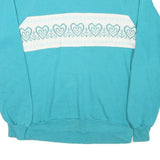JERZEES Womens Blue & White Heart Pattern Collar L Casual Pullover Sweatshirt