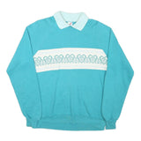 JERZEES Womens Blue & White Heart Pattern Collar L Casual Pullover Sweatshirt