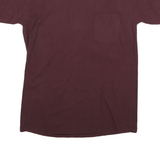 Mens Maroon Plain Pocket T-Shirt L Short Sleeve Crew Neck Cotton Blend