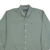 NAUTICA Mens Green Plain Relaxed Fit Shirt 2XL Long Sleeve Button Down Oxford