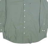 NAUTICA Mens Green Plain Relaxed Fit Shirt 2XL Long Sleeve Button Down Oxford