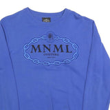 MNML Mens Blue Sweatshirt Crew Neck S Cotton Blend Logo Embroidered Pullover