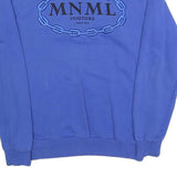 MNML Mens Blue Sweatshirt Crew Neck S Cotton Blend Logo Embroidered Pullover