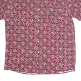 IMPACT Mens Red Floral Print Cotton Shirt L Short Sleeve Casual Summer