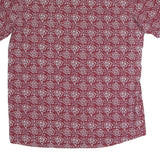 IMPACT Mens Red Floral Print Cotton Shirt L Short Sleeve Casual Summer