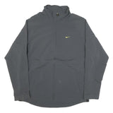 NIKE Mens Grey Jacket L Polyester Blend Zip Plain Lightweight Sportswear