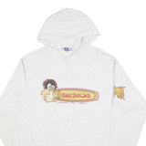 HARDWEAR Womens White Big Bang Squad Hoodie L Cartoon Graphic Cotton Blend