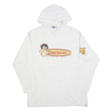 HARDWEAR Womens White Big Bang Squad Hoodie L Cartoon Graphic Cotton Blend