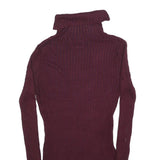 SWEATER PROJECT Womens Maroon Plain Roll Neck Basic Knit Jumper S Slim Fit Soft