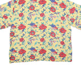 ROSEWOOD Womens Yellow Floral Printed Shirt Short Sleeve Collar L Floral Print