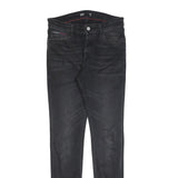 TOMMY HILFIGER Mens Black Slim Skinny Denim Jeans Cotton Blend W30 L34 Zip