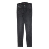 TOMMY HILFIGER Mens Black Slim Skinny Denim Jeans Cotton Blend W30 L34 Zip