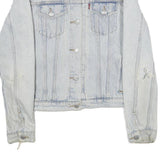 LEVI'S Mens Blue Cotton Denim Jacket M Button Plain Classic Distressed