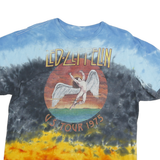 LED ZEPPELIN Mens Blue & Red Tie Dye Graphic T-Shirt L Crew Neck Short Sleeve