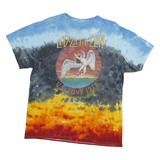LED ZEPPELIN Mens Blue & Red Tie Dye Graphic T-Shirt L Crew Neck Short Sleeve