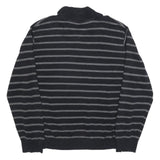 TOMMY HILFIGER Mens Black & Grey Striped Pattern Pullover Stripe Crew Knit XL