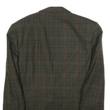 Mens Green Brown Check Wool Blend Classic Jacket M Woven Button Closure