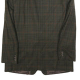 Mens Green Brown Check Wool Blend Classic Jacket M Woven Button Closure