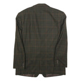Mens Green Brown Check Wool Blend Classic Jacket M Woven Button Closure
