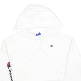 CHAMPION Womens White Crop Hoodie XS Champion Logo Sleeve Casual