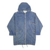 Womens Blue Denim Hooded Jacket XL Cotton Blend Button Denim Casual Outerwear