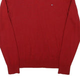 TOMMY HILFIGER Mens Red Wool Plain Crew Neck Basic Knit S Jumper Classic