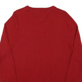 TOMMY HILFIGER Mens Red Wool Plain Crew Neck Basic Knit S Jumper Classic
