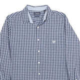 CHAPS Mens Blue & White Check Shirt L Cotton Long Sleeve Casual Classic