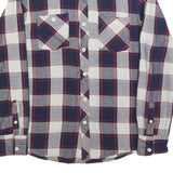 FISHBONE Mens Blue & White Check Shirt M Long Sleeve Cotton Blend Casual