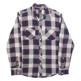 FISHBONE Mens Blue & White Check Shirt M Long Sleeve Cotton Blend Casual