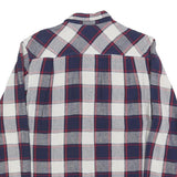 FISHBONE Mens Blue & White Check Shirt M Long Sleeve Cotton Blend Casual