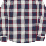 FISHBONE Mens Blue & White Check Shirt M Long Sleeve Cotton Blend Casual