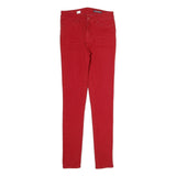 TOMMY HILFIGER Womens Cotton Red Slim Skinny Trousers W26 L28 Stylish Zip