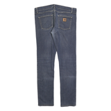 CARHARTT Mens Slim Blue Denim Slim Jeans W33 L34 Distressed Zip Casual