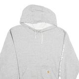 CARHARTT Mens Grey Hoodie L Cotton Blend Casual Streetwear Sweatshirt