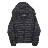 PATAGONIA Mens Black Puffer Jacket S Polyester Zip Hooded Lightweight Quilted