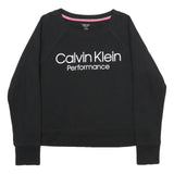CALVIN KLEIN PERFORMANCE Womens Black Cotton Blend Crew Neck Sweatshirt S