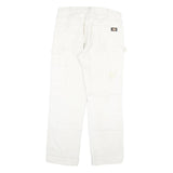 DICKIES Mens White Regular Fit Straight Denim Jeans W32 L29 Cotton Blend Zip