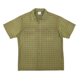 JACK WOLFSKIN Mens Green Check Shirt L Cotton Blend Button Front Outdoor Casual