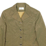 YIKAI DRESS CO Womens Beige Silk Button Jacket S Woven Tailored