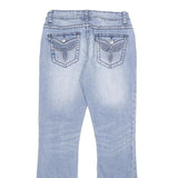 MASSINI Womens Jeans Blue Regular Bootcut Denim Light W28 L32 Stylish Embroidery