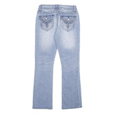 MASSINI Womens Jeans Blue Regular Bootcut Denim Light W28 L32 Stylish Embroidery