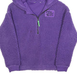 KEITH HARING Womens Purple ¼ Zip Hooded Fleece Hoodie S Artistic Graphic