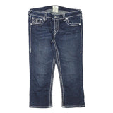 LA IDOL Womens Shorts Blue Denim L W32 Contrast Stitching Stylish Casual