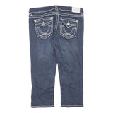 LA IDOL Womens Shorts Blue Denim L W32 Contrast Stitching Stylish Casual