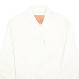 LEVI'S Womens White Button Jacket S Cotton Blend Plain Classic Casual Outerwear