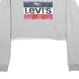LEVI'S Womens Grey Cotton Crew Neck Sweatshirt S Cropped Logo Pullover