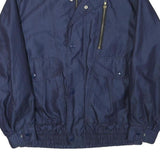 Mens Navy Blue Plain Polyester Blend Zip Jacket L Casual Regular Fit