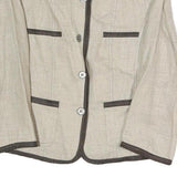 CINOCHE Womens Beige Cotton Blend Button Jacket S Contrast Trim Tailored
