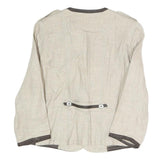 CINOCHE Womens Beige Cotton Blend Button Jacket S Contrast Trim Tailored
